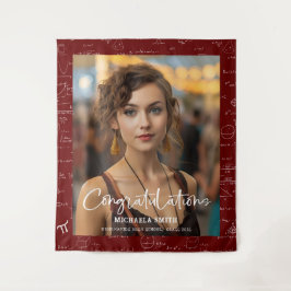 Tapiz Maroon Math Congratulations Photo Graduation