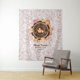 Tapiz marrón de utensilios de cocina