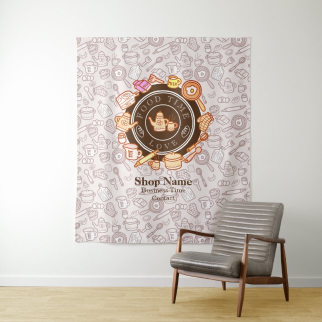 Tapiz marrón de utensilios de cocina (In situ)