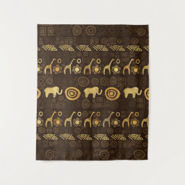 Tapiz Marrones africanos étnicos y oros #1 del modelo