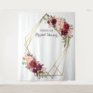 Tapiz Marsala flowers Bridal Shower photo backdrop 