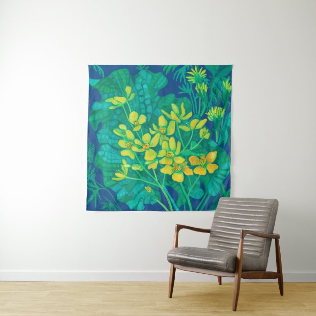Tapiz Marsh Marigold Summer Wildflowers Pintura Floral (In situ)