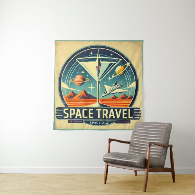 Tapiz Martini Viajes Espaciales 1957 Logo Nuevos Mundos (In situ)
