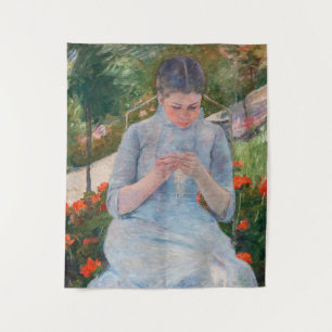 Tapiz Mary Cassatt - Muchacha cosiendo en un jardín