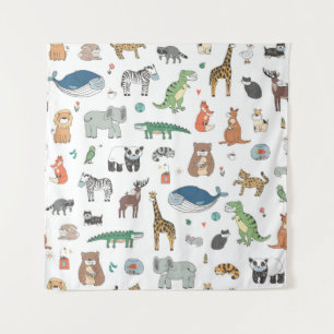 Tapiz Máscara animal infantil, patrón de virus.