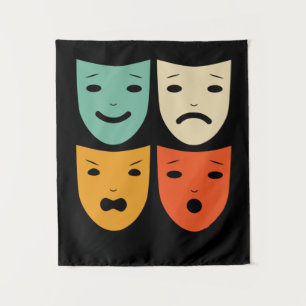 Tapiz Máscaras de teatro vintage actriz de teatro actor