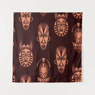 Tapiz Mascarillas étnicas africanas, fondo oscuro