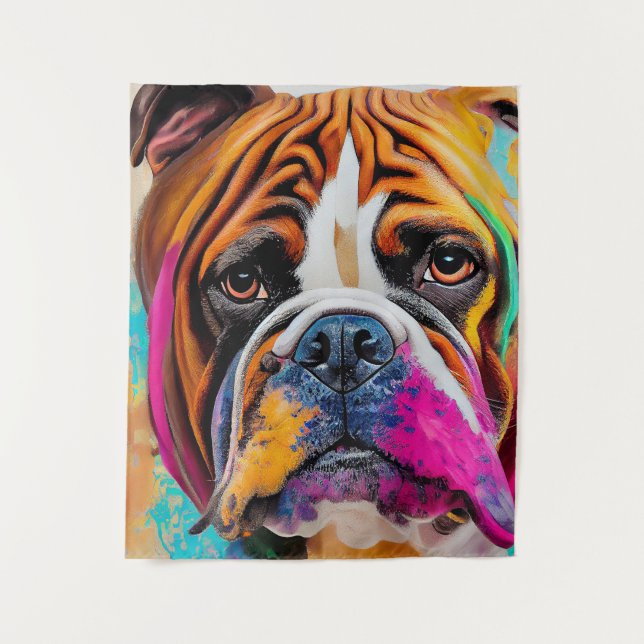 Tapiz Mascota de perro Bulldog inglés Compa animal adora (Anverso)