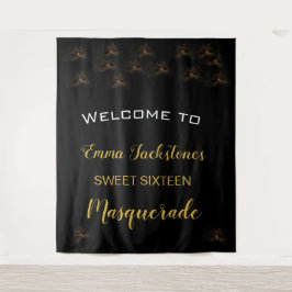 Tapiz Masquerade Gold Black Dulces 16 15 Cumpleaños 