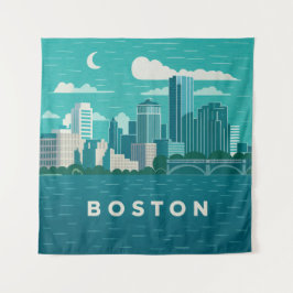 Tapiz Massachusetts Night Cityscape | Boston City