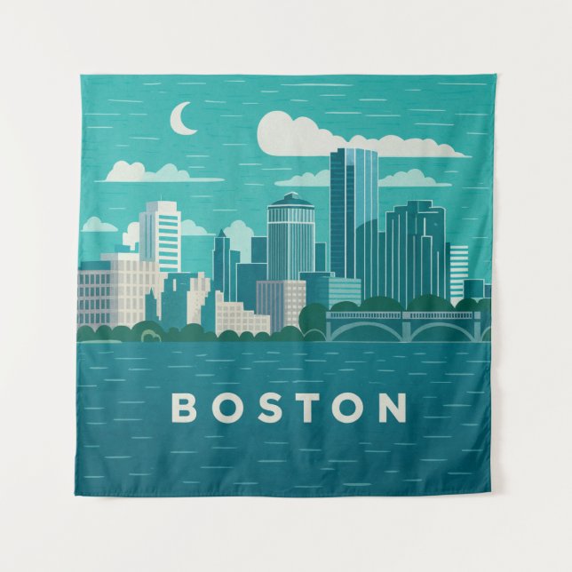 Tapiz Massachusetts Night Cityscape | Boston City (Anverso)