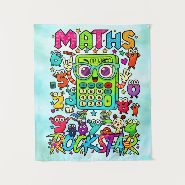 Tapiz Maths Rockstar Cute Calculator Poster for Kids (Anverso)