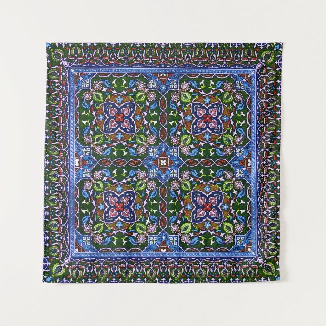 Tapiz Matthew Digby Wyatt Textile Design en azul verde (Anverso)