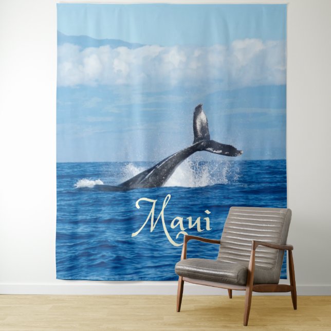 Tapiz Maui Hawaii Ocean Whale Tail (In situ)