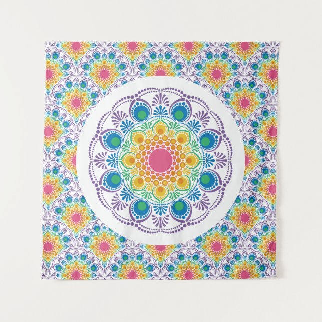 Tapiz Máxima fuente arcoíris floral fuente Art Decó esca (Anverso)