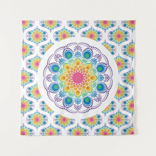 Tapiz Maxima Fuente Floral Arcoiris Retro Ogee (Anverso)