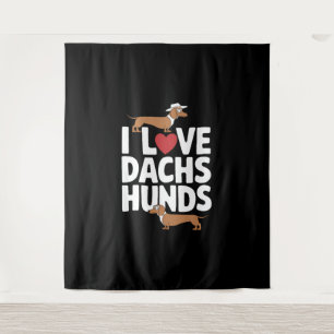 Tapiz Me encanta la gráfica divertida de Dachshunds para