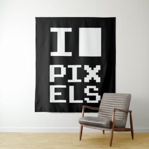 Tapiz Me encantan los píxeles, diseño geek, arte de píxe