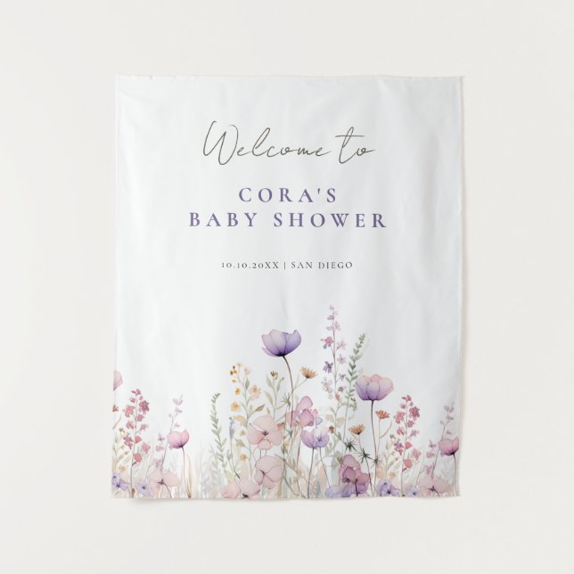 Tapiz Meadow Wildflower Field Baby Shower Woodland (Anverso)