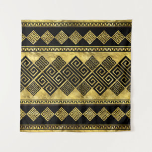 Tapiz Meander griego - Llave griega negra y oro