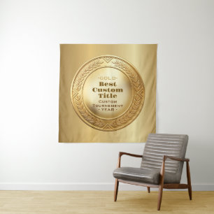 Tapiz Medalla de oro realista 3D personalizable y editab