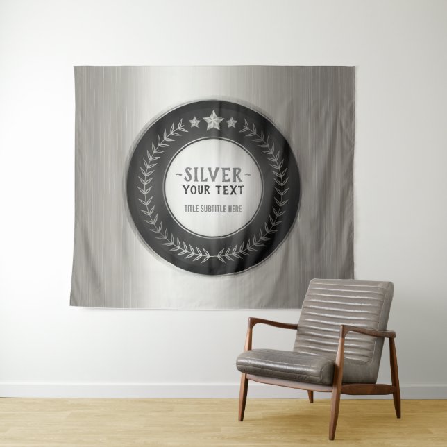 Tapiz MEDALLA DE PLATA Campeón IMPRESIÓN PERSONALIZADA e (In situ (horizontal))