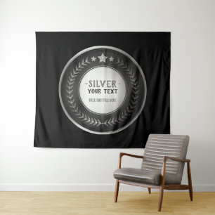 Tapiz MEDALLA DE PLATA Campeón IMPRESIÓN PERSONALIZADA e