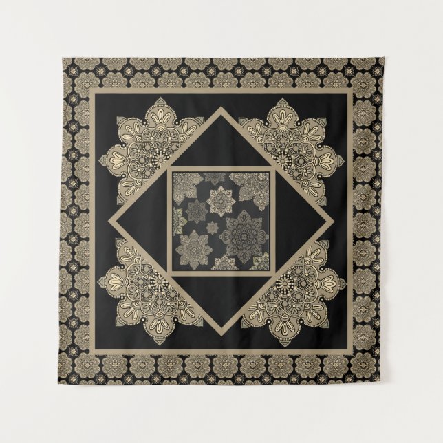 Tapiz Medallones de tapicería de pared, tostadas y crema (Anverso)