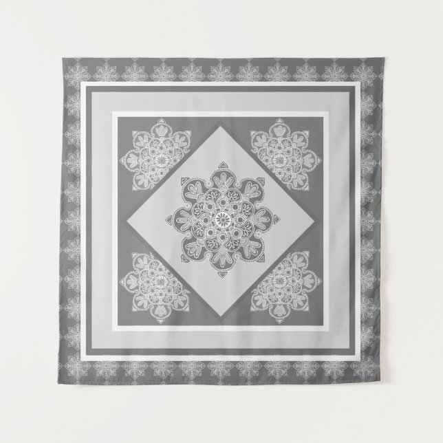 Tapiz Medallones de tapicería mural, tonos grises (Anverso (horizontal))