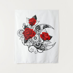 Tapiz Media luna mecánica con rosas rojas