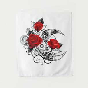 Tapiz Media luna mecánica con rosas rojas