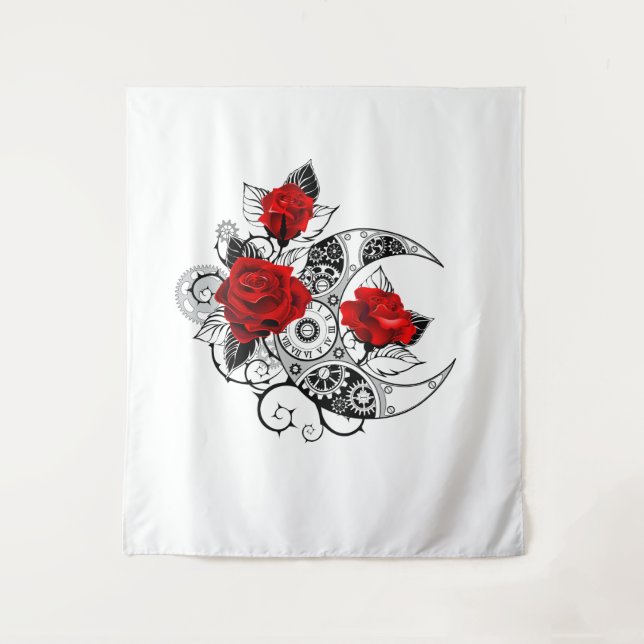 Tapiz Media luna mecánica con rosas rojas (Anverso)