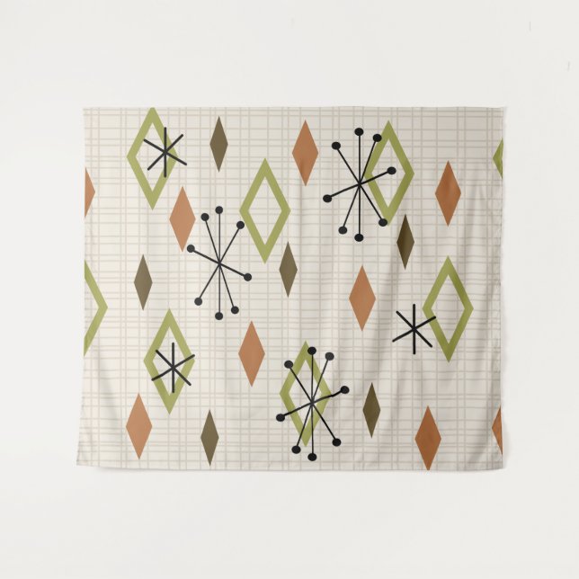 Tapiz Medio Siglo Diamantes Modernos Naturaleza Tones te (Anverso (horizontal))