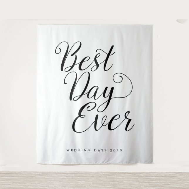 Tapiz Mejor Día Telar de Boda Personalizado Fondo (Anverso)
