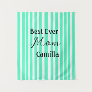 Tapiz Mejor mamá jamás patrón rayado verde pastel neón