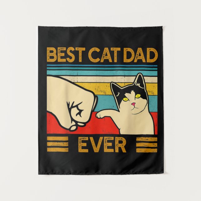Tapiz Mejor Papá Gato | Divertido regalo para papá (Anverso)