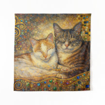 Mejores amigos gatos inspirados en Klimt