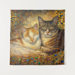 Tapiz Mejores amigos gatos inspirados en Klimt