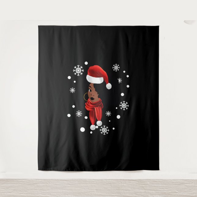 Tapiz Mel, Navidades de ropa de Papá Noel afroamericano (Anverso)