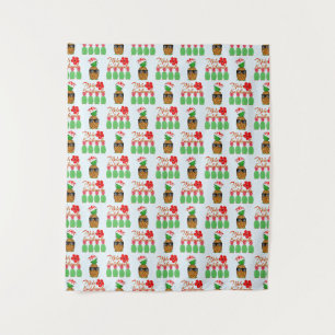 Tapiz Mele Kalikimaka Hawaiana Piña Feliz Navidad