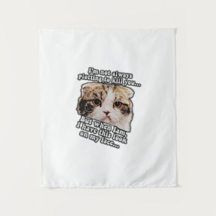 Tapiz Meme de gato gruñón para dueños de gatos y amantes