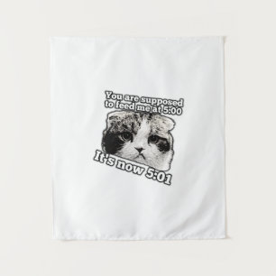 Tapiz Meme divertido de gato enojado para dueños de gati