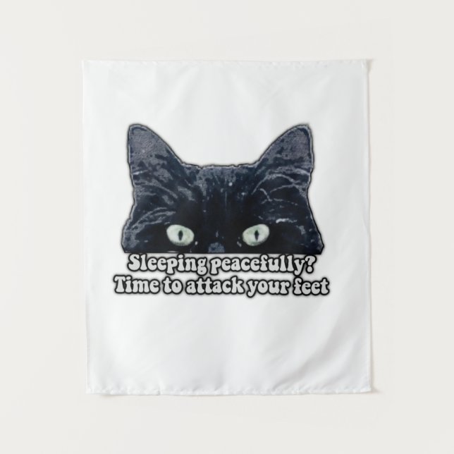 Tapiz Meme divertido de gato gruñón para dueños de gatit (Anverso)