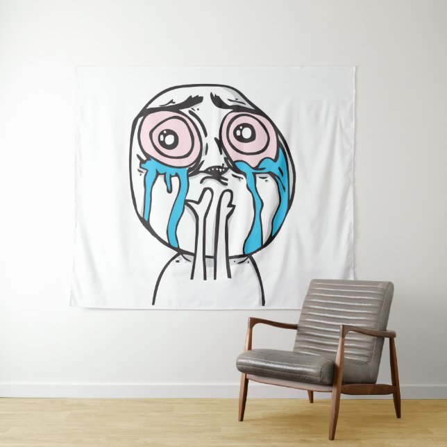 Tapiz memes yo llorando ojos rosados fumando (In situ (horizontal))