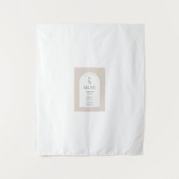Tapiz Menú de Boda Arco Moderno – Floral Beige Minimalis