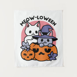 Tapiz Meow-Loween - Diseño de felinos Halloween