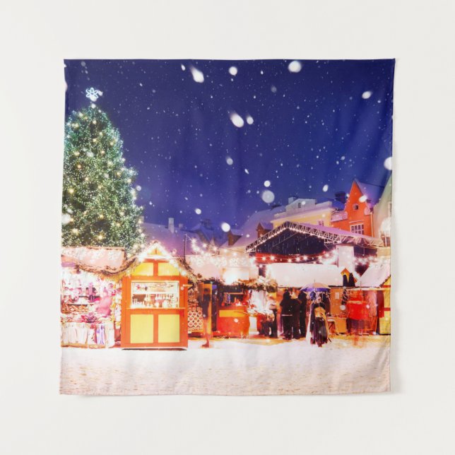 Tapiz Mercado de Navidades de Tallin.  (Anverso)