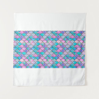 Tapiz Mermaid fish scale wave japanese seamless pattern.