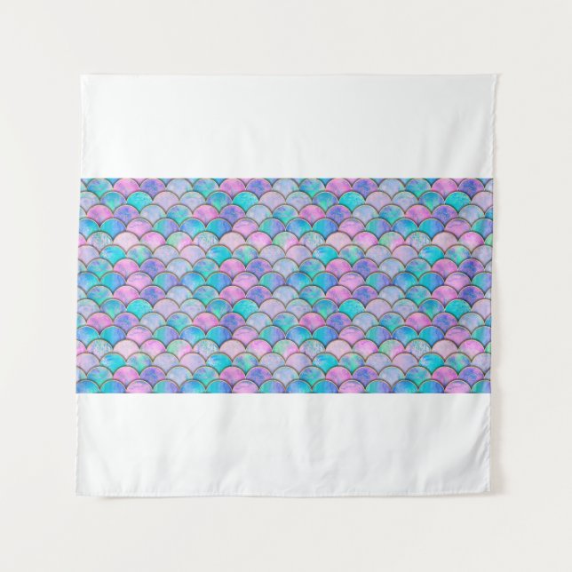 Tapiz Mermaid fish scale wave japanese seamless pattern. (Anverso)