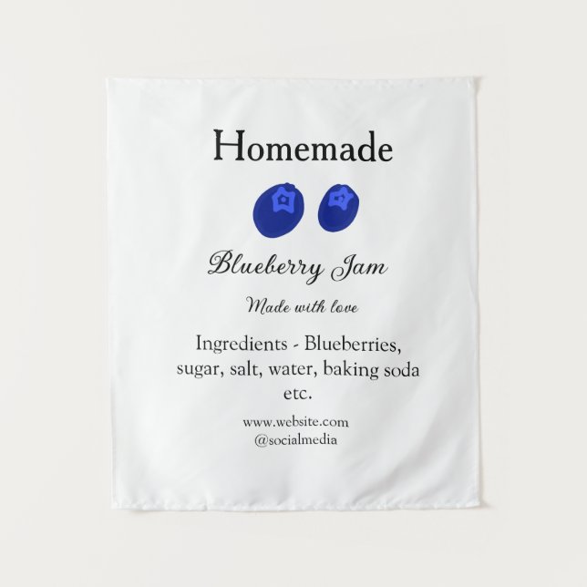 Tapiz Mermelada casera de arándano azul hecha con amor a (Anverso)
